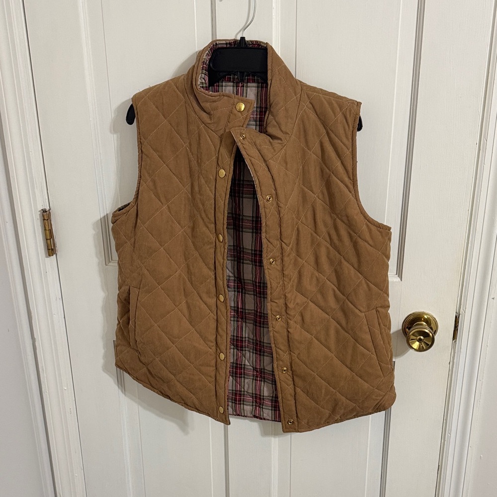 Reversible Quilted Tan Vest for Women